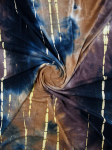 Navy Rust Bambo Tie dye fabric, Rayon F39716